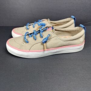 Sperry Women's Crest Vibe Boat Brown Peach Grey Canvas Sneaker Casual Shoes 6.5M